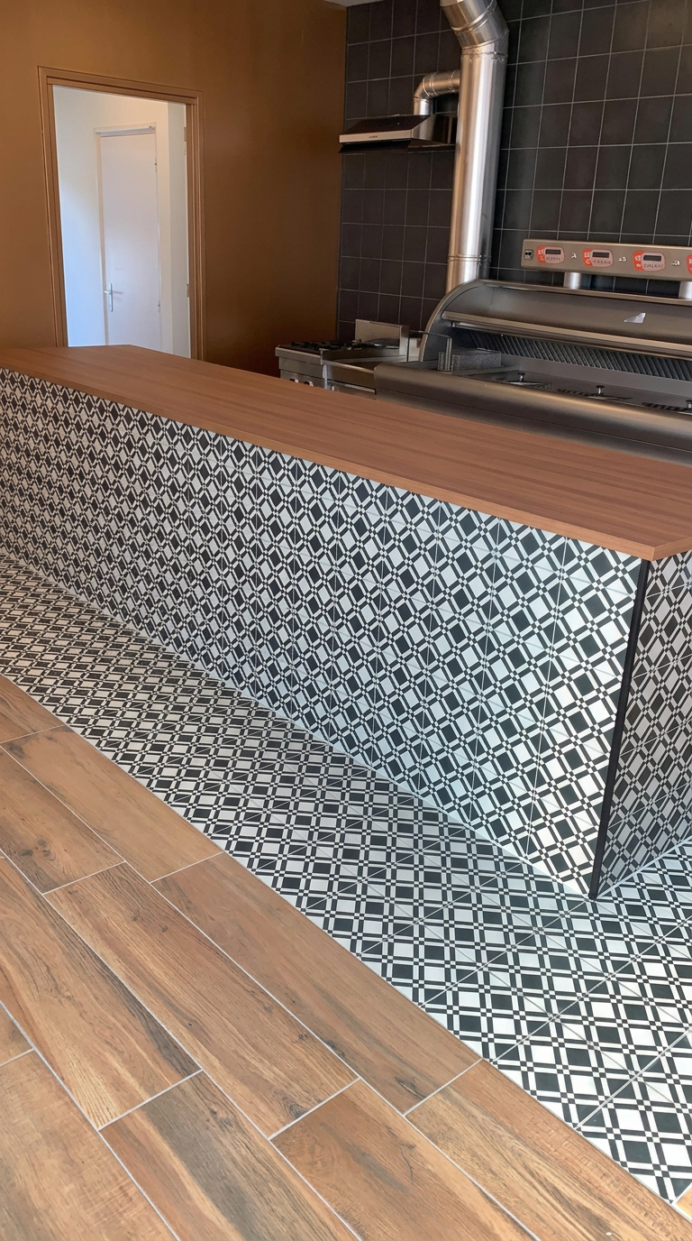 Il rivestimento geometrico del banco